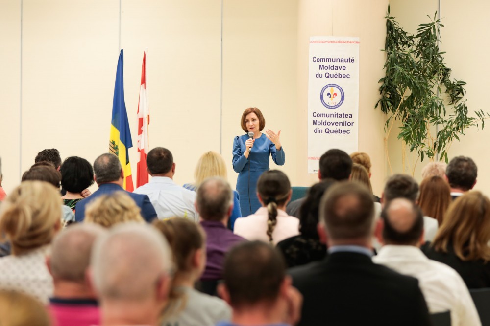 Mesajul Maiei Sandu, la întâlnirea cu diaspora la Montréal: „Am văzut o susținere totală a comunității de aici pentru proiectul de aderare a Republicii Moldova la UE”